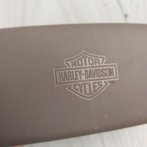 Harley Davidson Hard Eyeglass Sunglasses CASE Clamshell Tan Black Embossed Logo - Picture 2 of 5